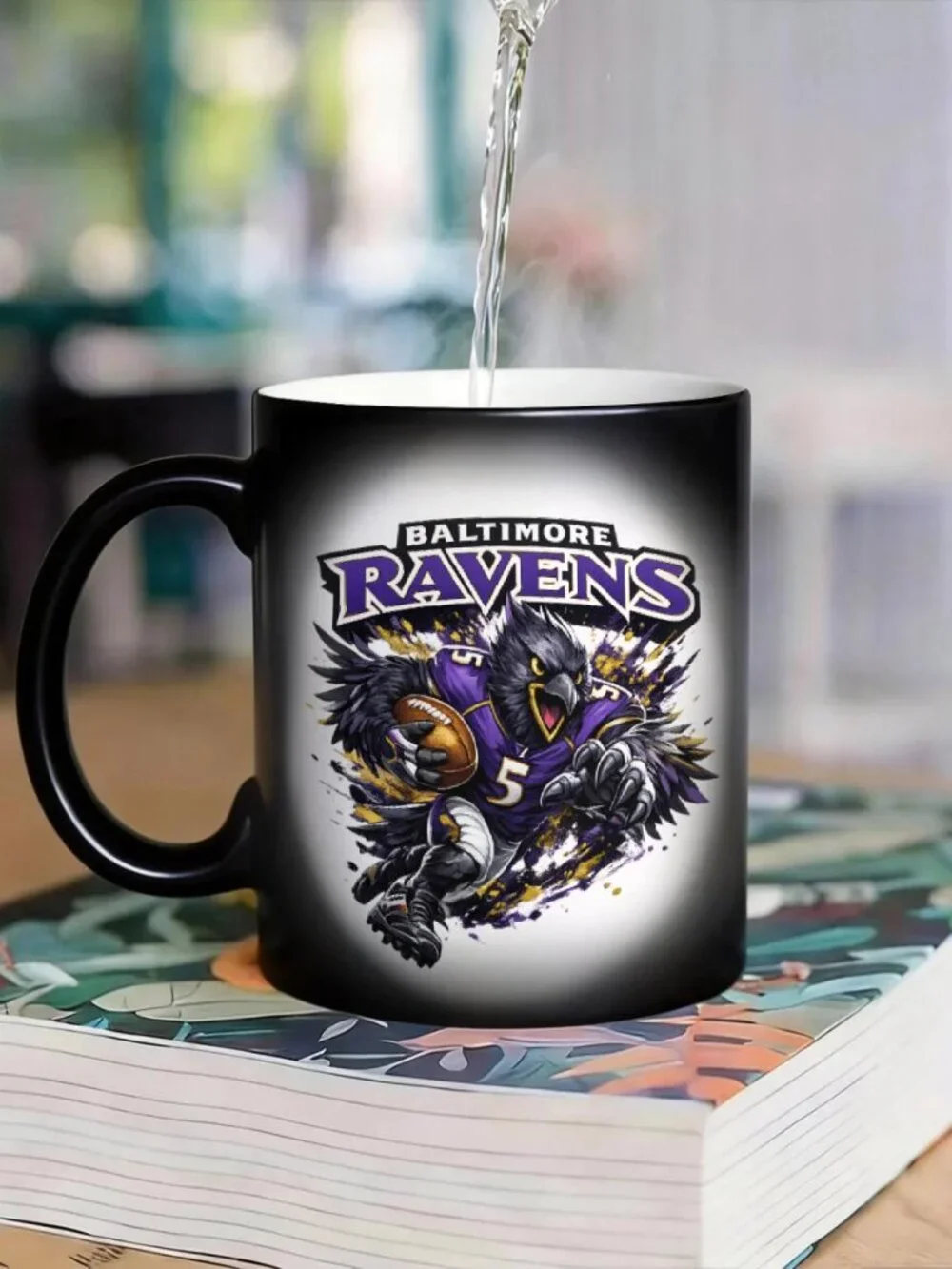 Baltimore Ravens Matte Heat Changing Mug NFL Fan Cup 11oz